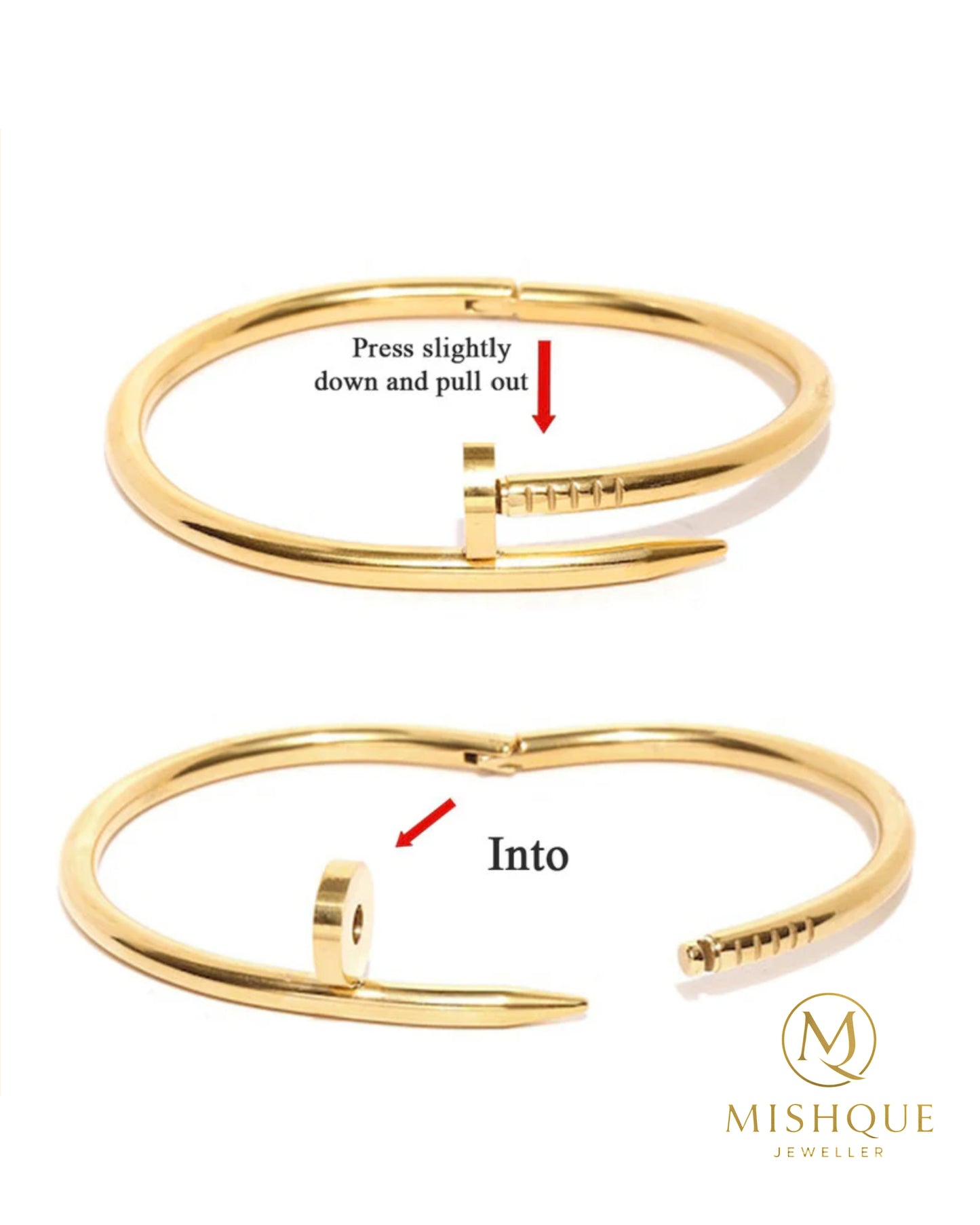 Golden Nail Twist Bangle