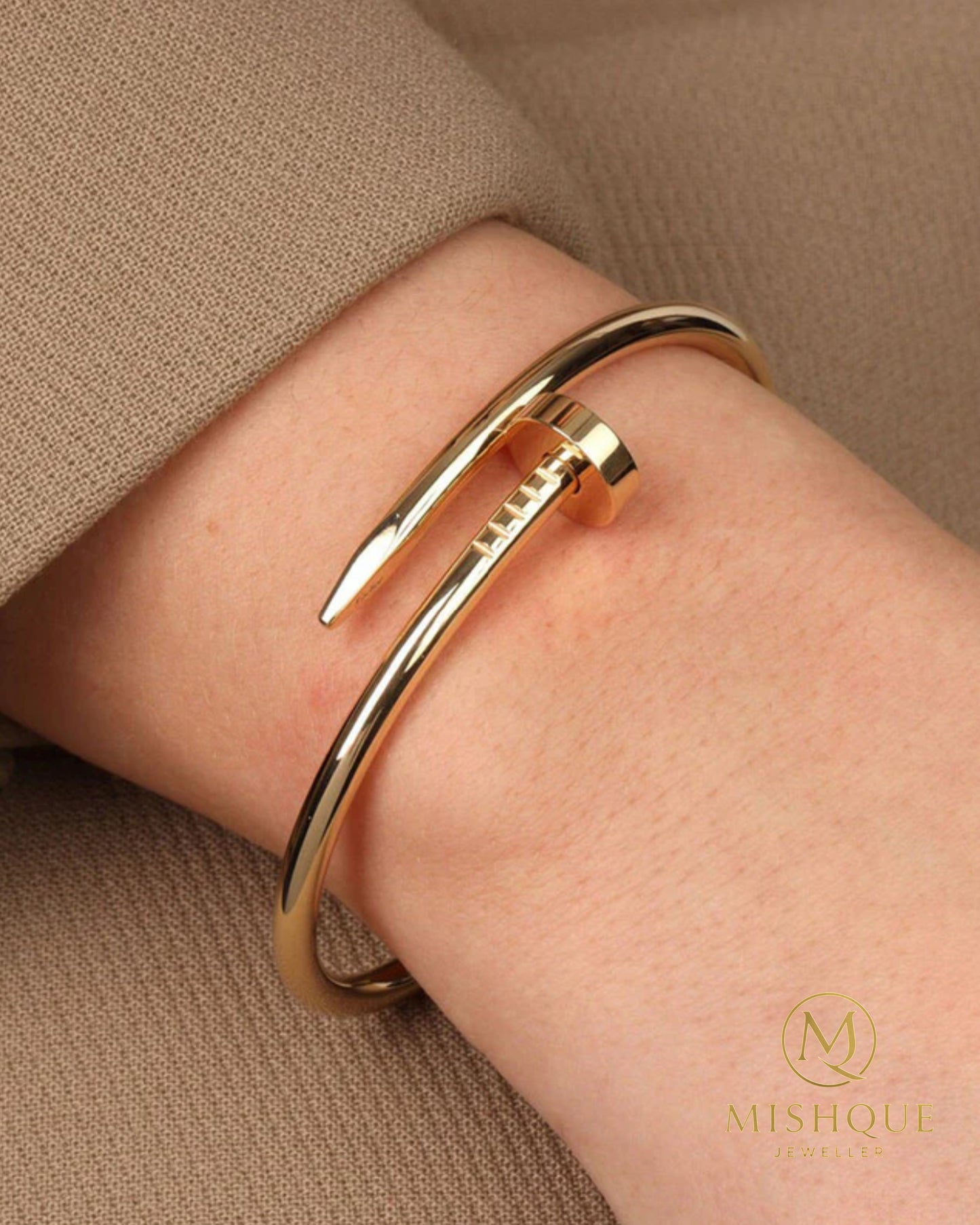 Golden Nail Twist Bangle
