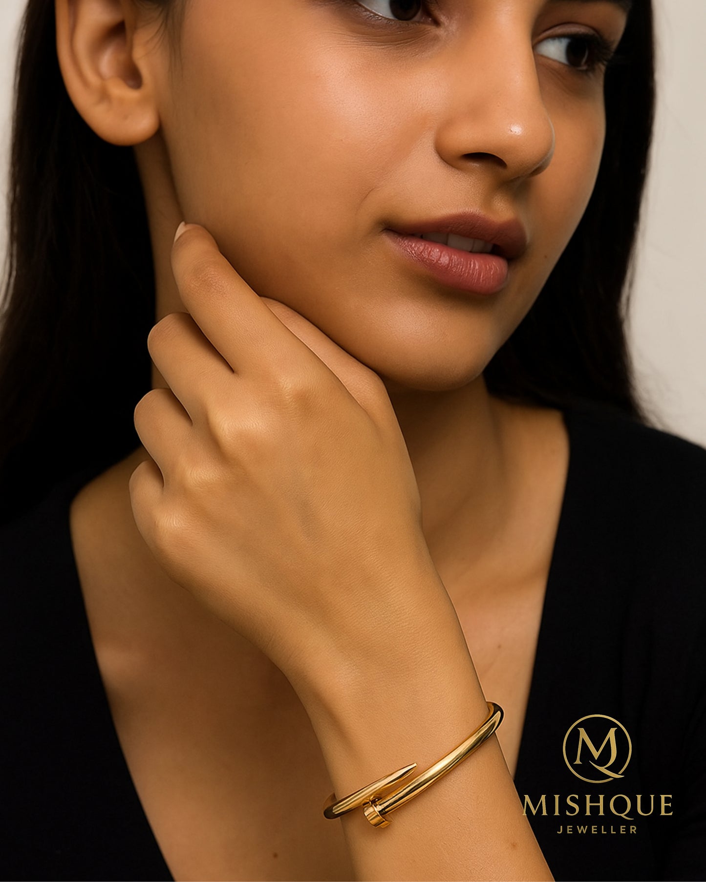 Golden Nail Twist Bangle