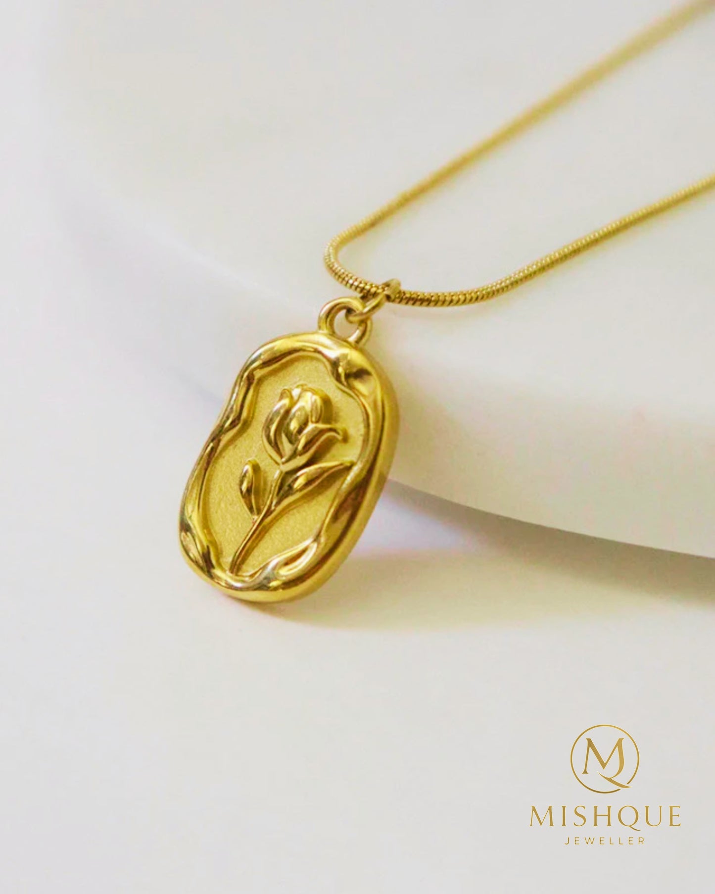 Golden Bloom Tulip Pendant Necklace