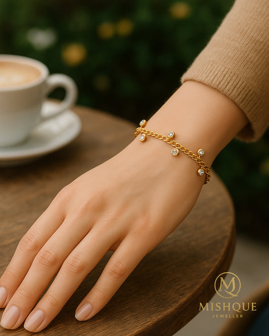 Lustrous Crystal Accent Gold Bracelet